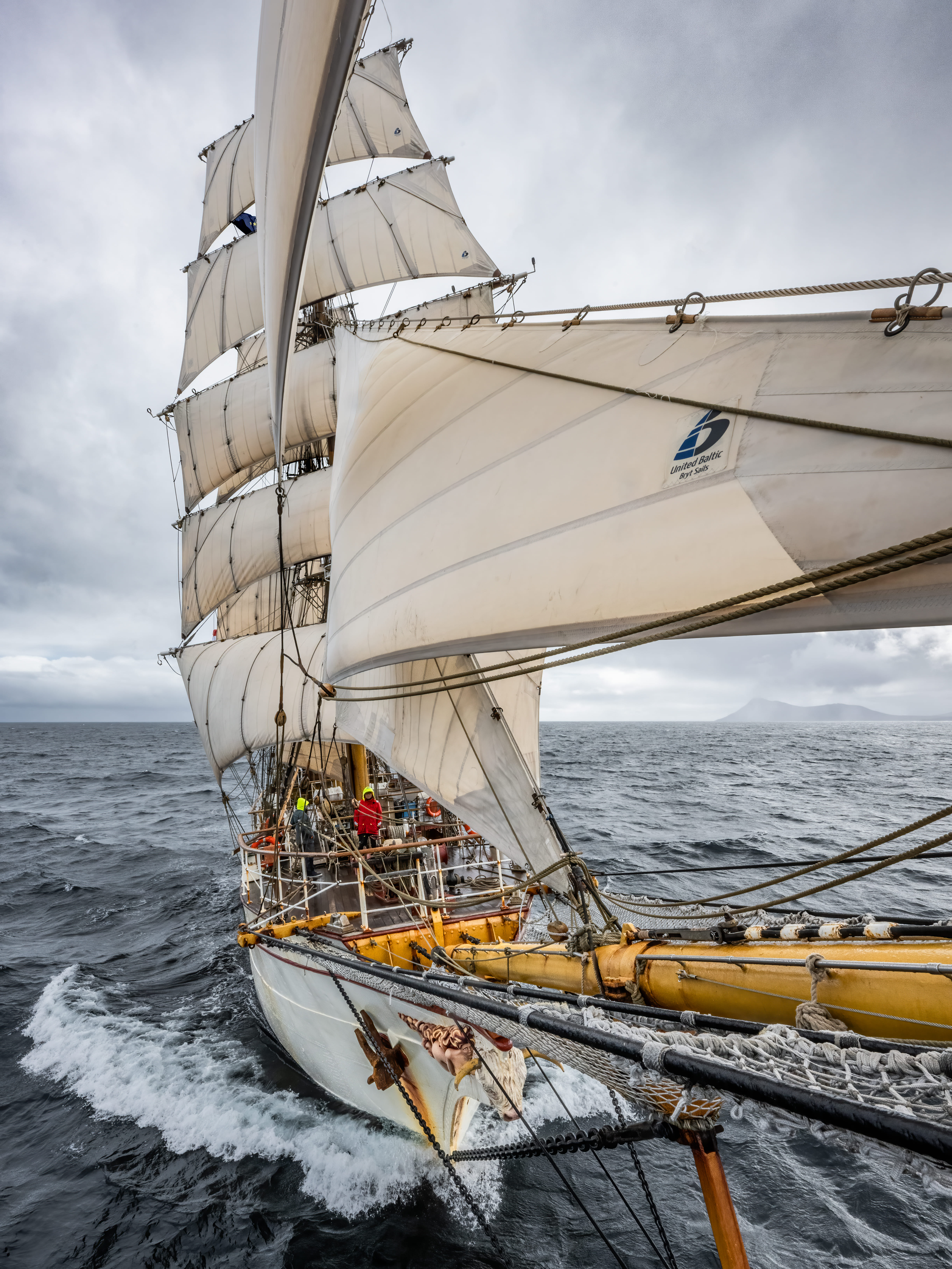 Bark EUROPA under full sail in the Southern Ocean — approaching Cape Horn